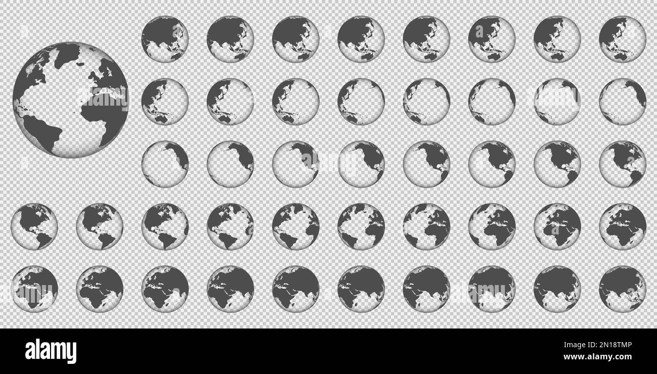 Set of transparent globes of Earth - Set Of Transparent Globes Of Earth Realistic World Map In Globe Shape Vector Illustration Eps 10 2N18TMP 