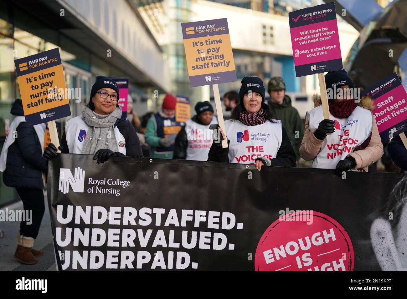 Workers On The Picket Line Outside Queen Elizabeth Hospital In ...