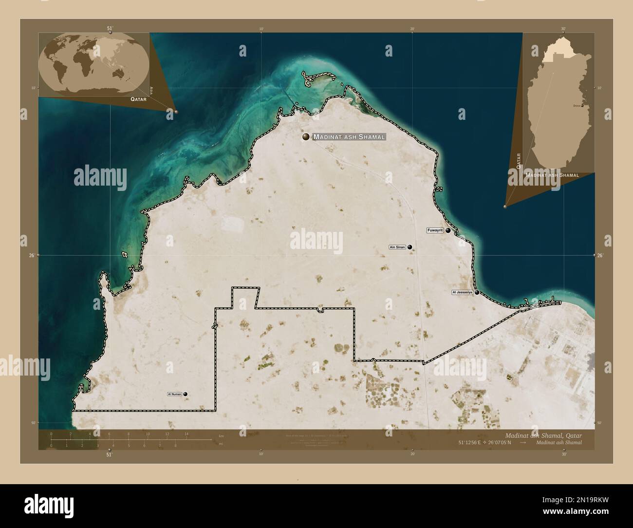 Madinat Ash Shamal Municipality Of Qatar Low Resolution Satellite Map 