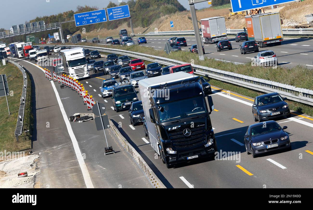 The Actros autonomous truck by Mercedes-Benz drives on the public ...
