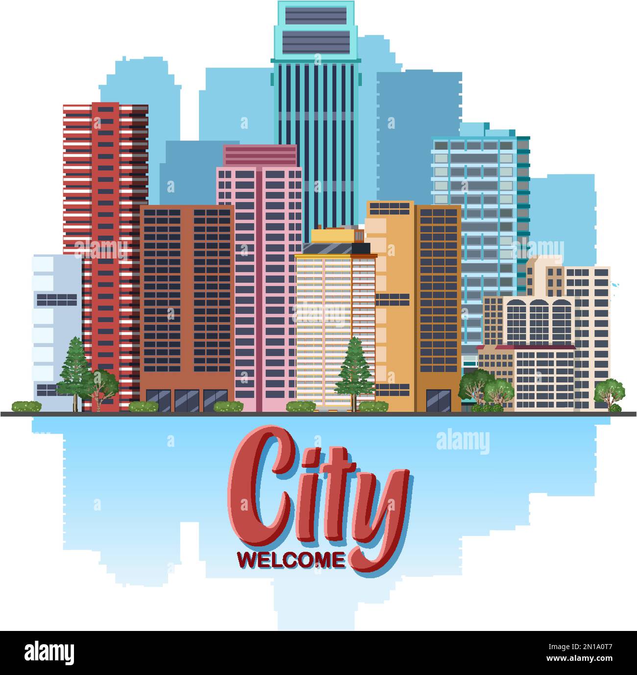 Urban landscape with high skyscrapers illustration Stock Vector Image ...