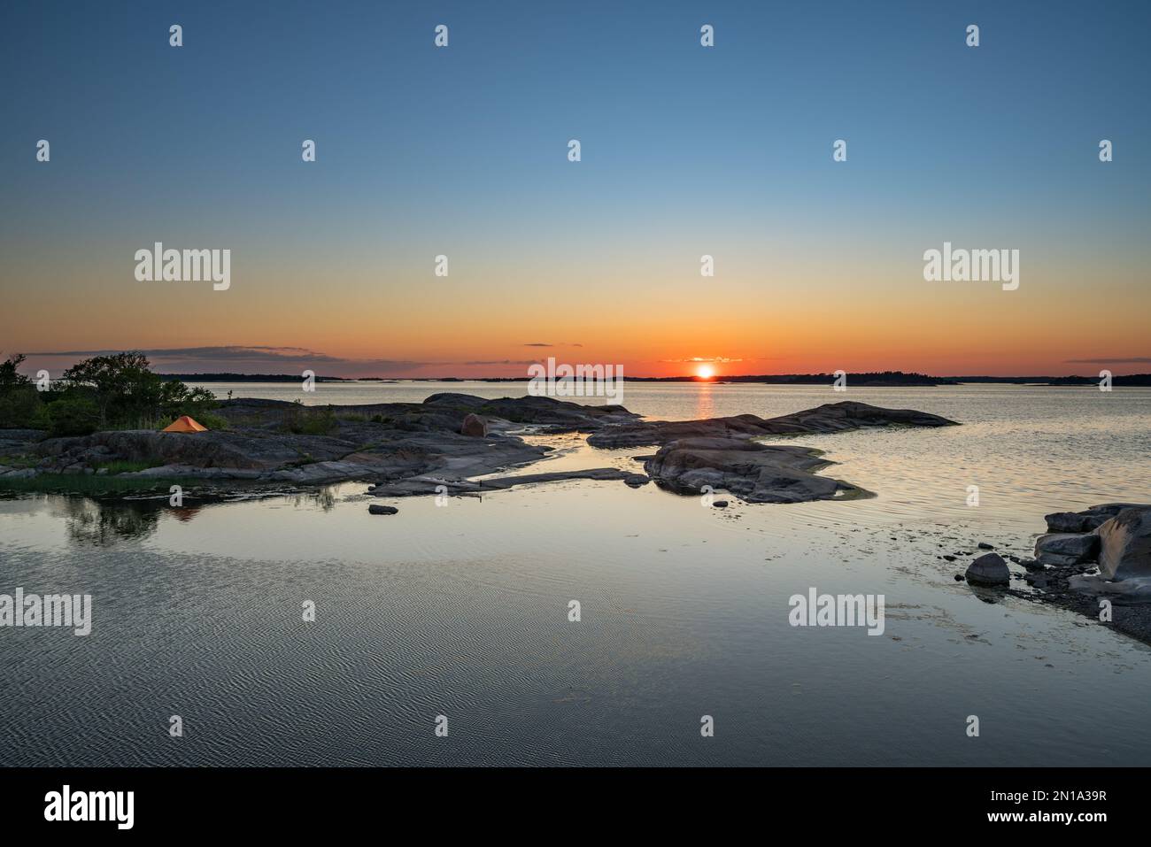 Sunset at Söderskär island, Kirkkonummi, Finland Stock Photo