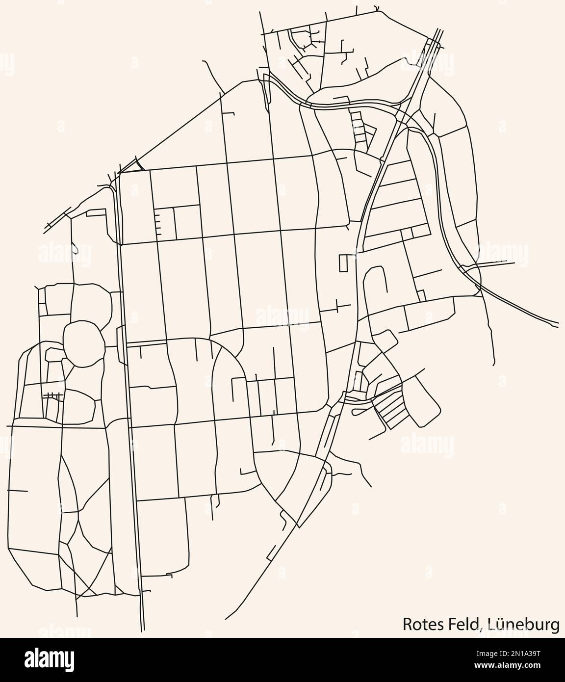 Street roads map of the ROTES FELD DISTRICT, LÜNEBURG Stock Vector ...