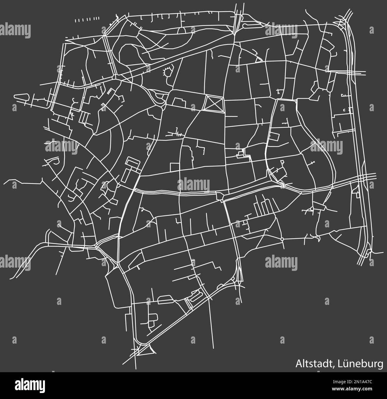Street roads map of the ALTSTADT DISTRICT, LÜNEBURG Stock Vector Image ...