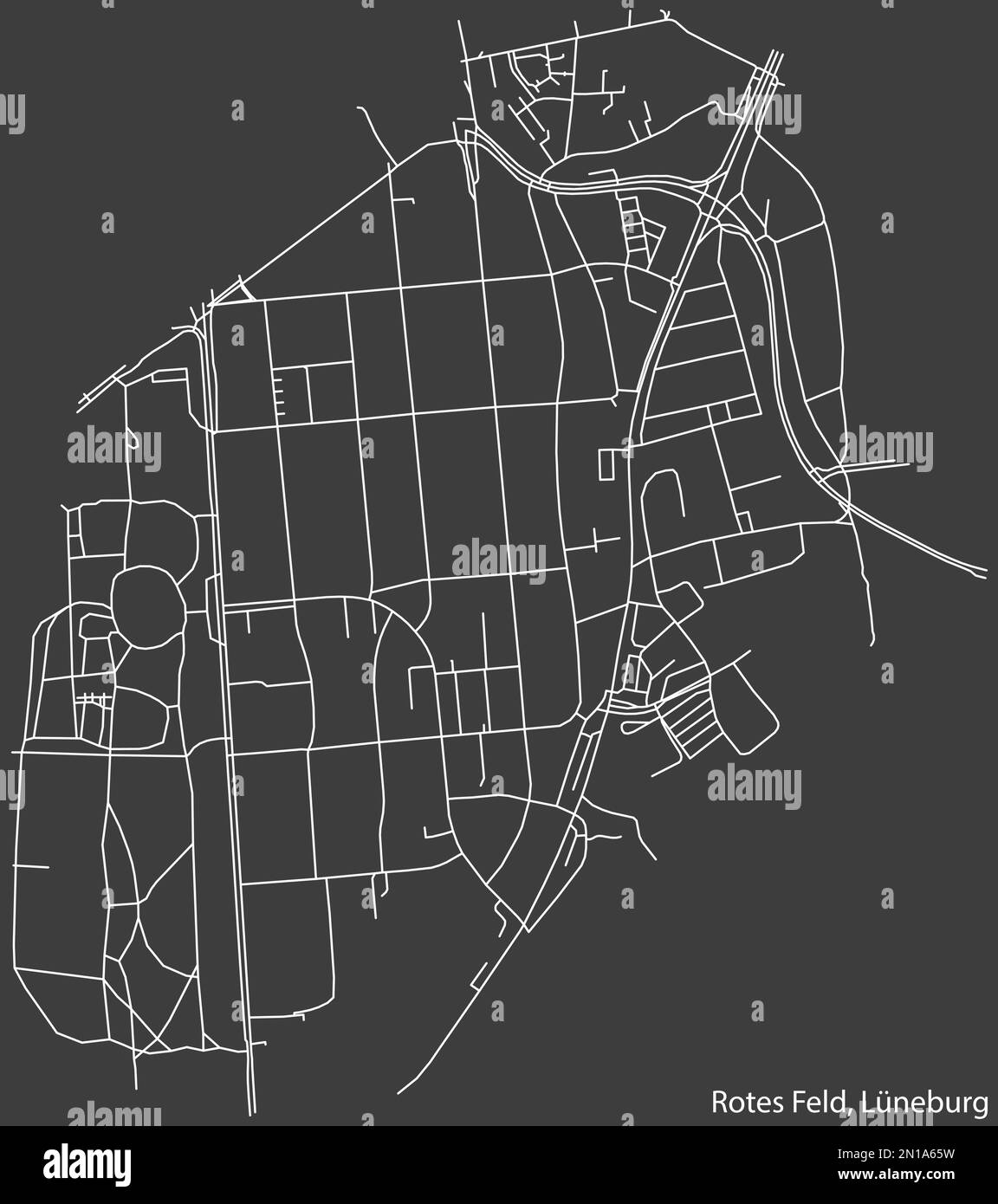 Street roads map of the ROTES FELD DISTRICT, LÜNEBURG Stock Vector ...
