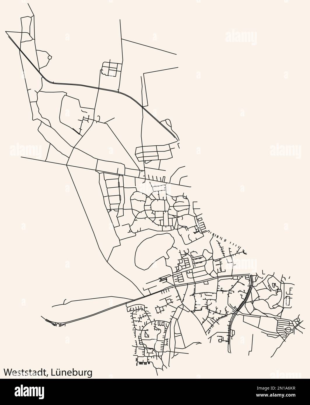 Street roads map of the WESTSTADT DISTRICT, LÜNEBURG Stock Vector Image ...
