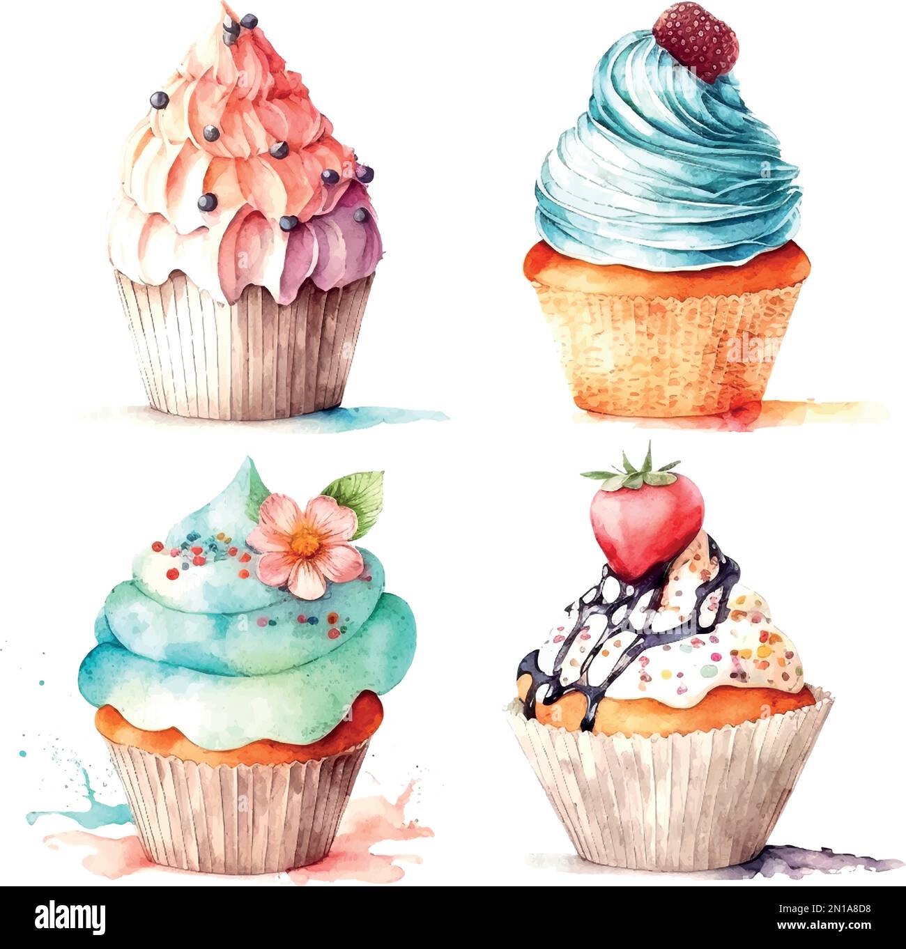 cupcake with cream. watercolor illustration Stock Vector Image & Art ...