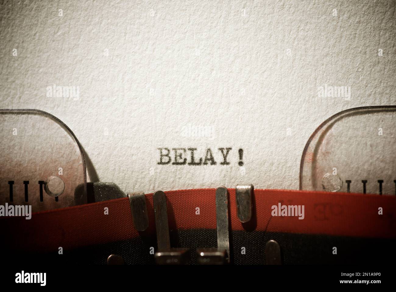 Belay word written with a typewriter Stock Photo Alamy