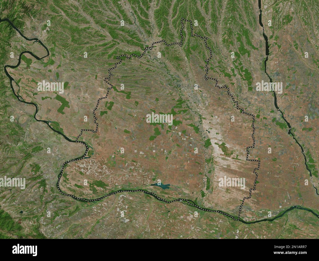 Dolj, county of Romania. High resolution satellite map Stock Photo
