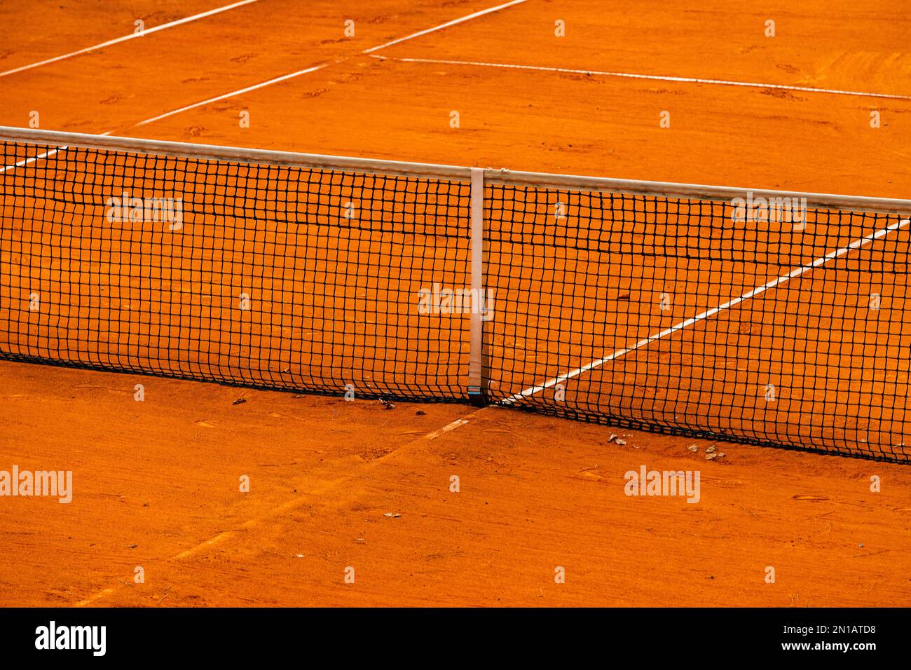 Tennis practice court with clay surface, selective focus Stock Photo