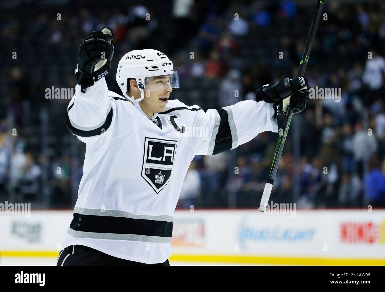 Los Angeles Kings right wing Dustin Brown celebrates after scoring the ...
