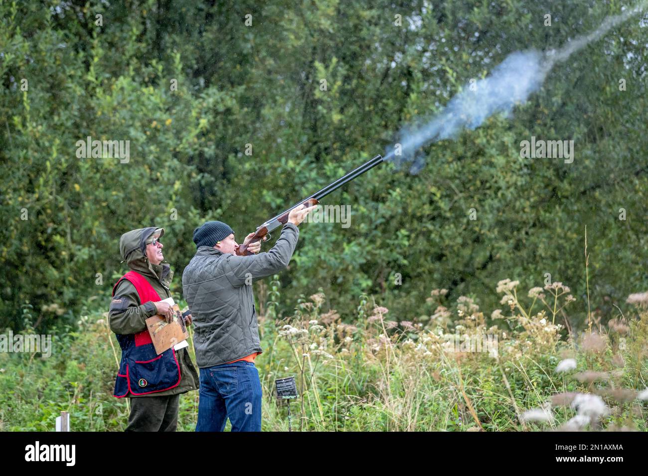 People shooting at Charity Clay Pigeon shoot Stock Photo Alamy