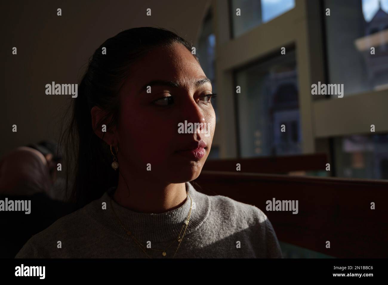 London - 03 06 2022: Portrait of girl with latin or south american features Stock Photo