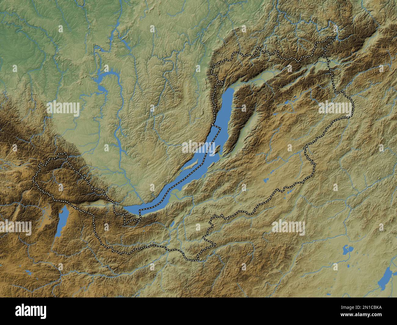 Baikal Mountains Map Buryat Republic Of Russia Colored Elevation Map With Lakes And Rivers 2N1CBKA