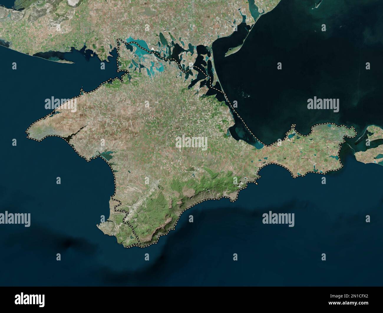 Crimea, autonomous republic of Russia. High resolution satellite map Stock Photo