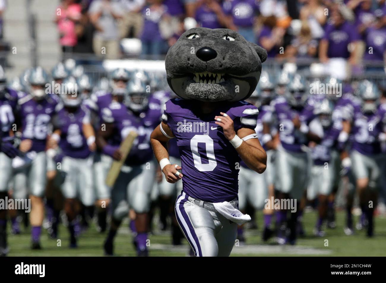 Kansas State mascot Willie the Wildcat before an NCAA college football
