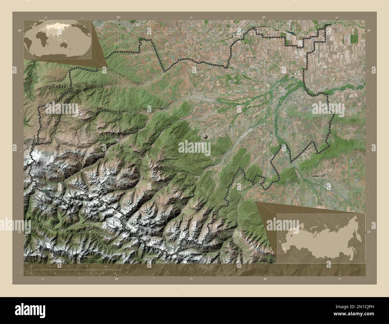 Kabardin-Balkar, republic of Russia. High resolution satellite map ...