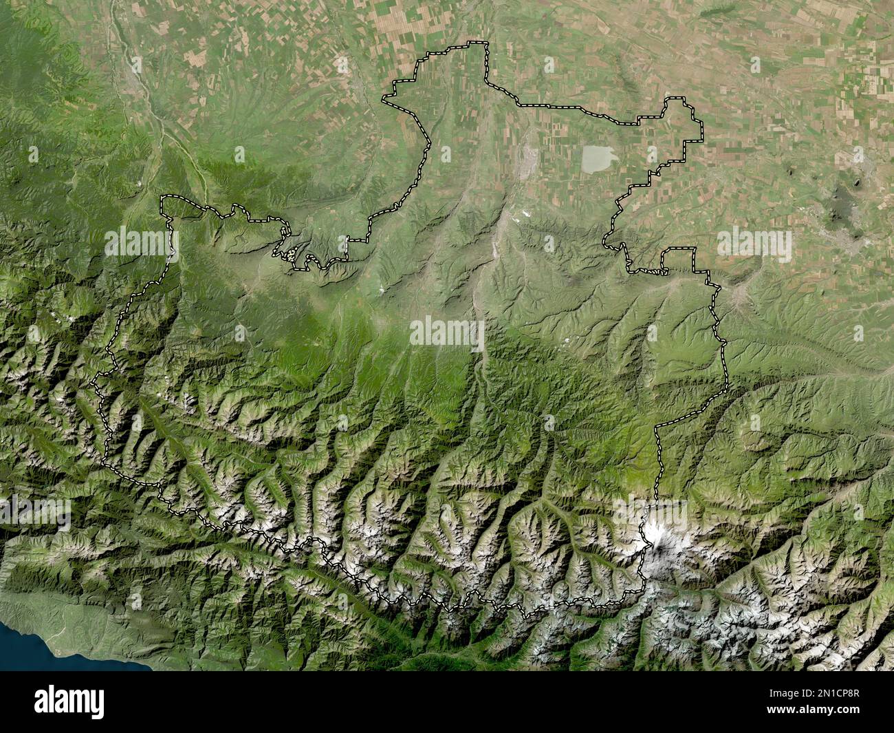 Karachay-Cherkess, republic of Russia. Low resolution satellite map Stock Photo