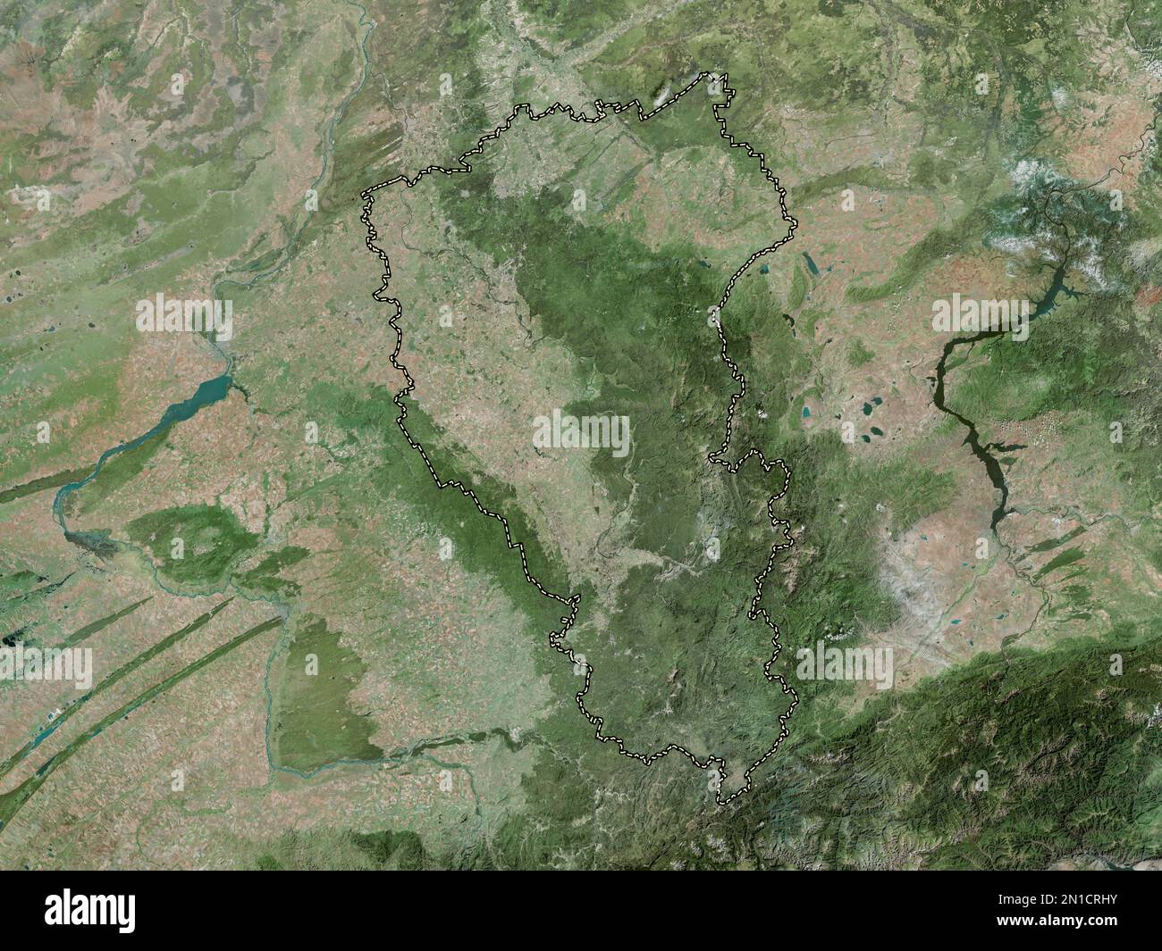 Kemerovo, region of Russia. High resolution satellite map Stock Photo