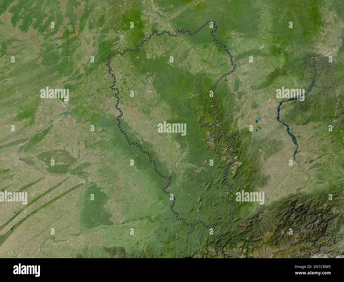 Kemerovo, region of Russia. Low resolution satellite map Stock Photo