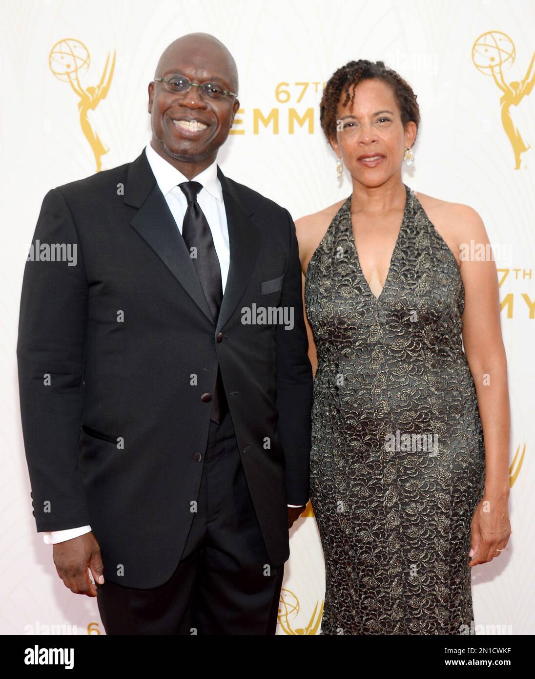 Andre Braugher, left, and Ami Brabson arrive at the 67th Primetime Emmy