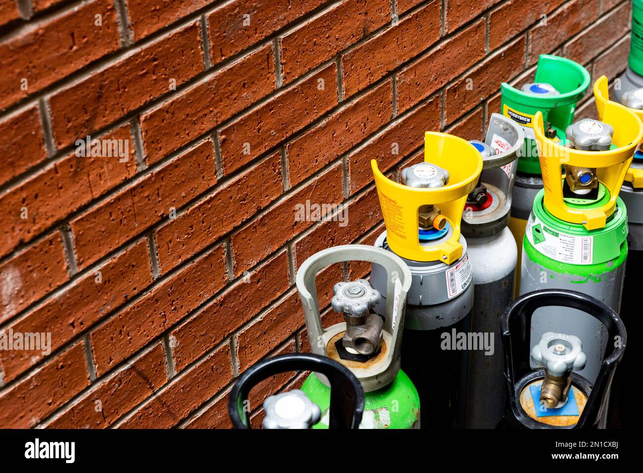 LEEDS, UK FEBRUARY 2, 2023. Gigh pressure gas tanks and cylinders in