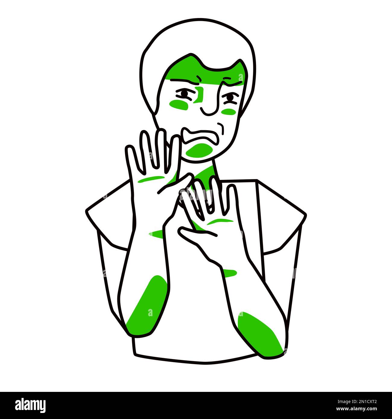 Boy with disgust emotion. Disgusted male kid, loathing schoolboy with