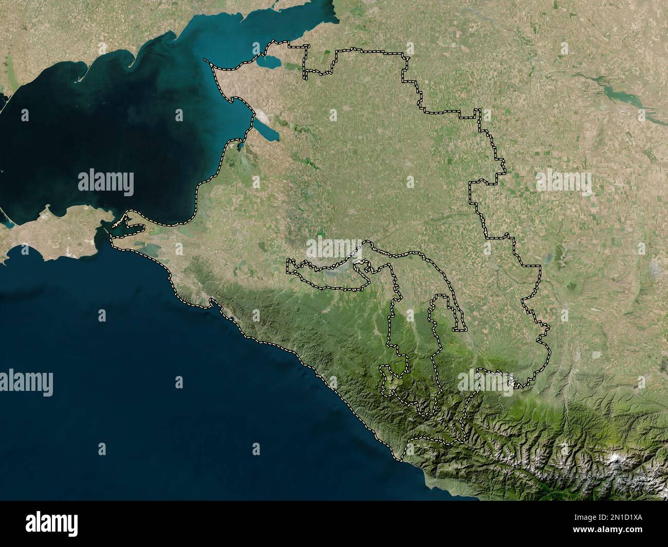 Krasnodar, territory of Russia. Low resolution satellite map Stock ...
