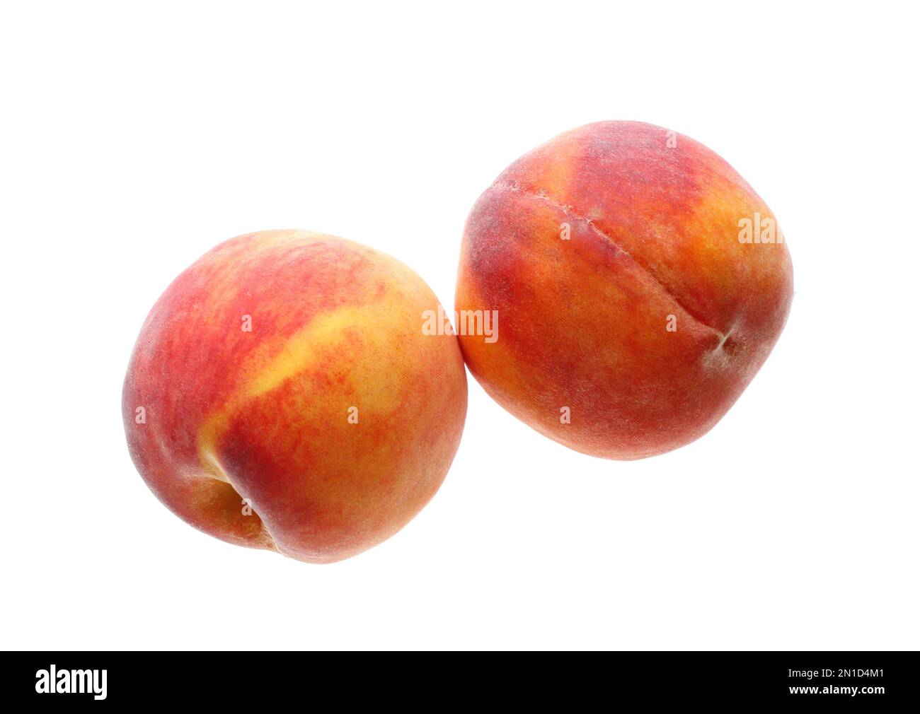Delicious ripe juicy peaches isolated on white, top view Stock Photo ...