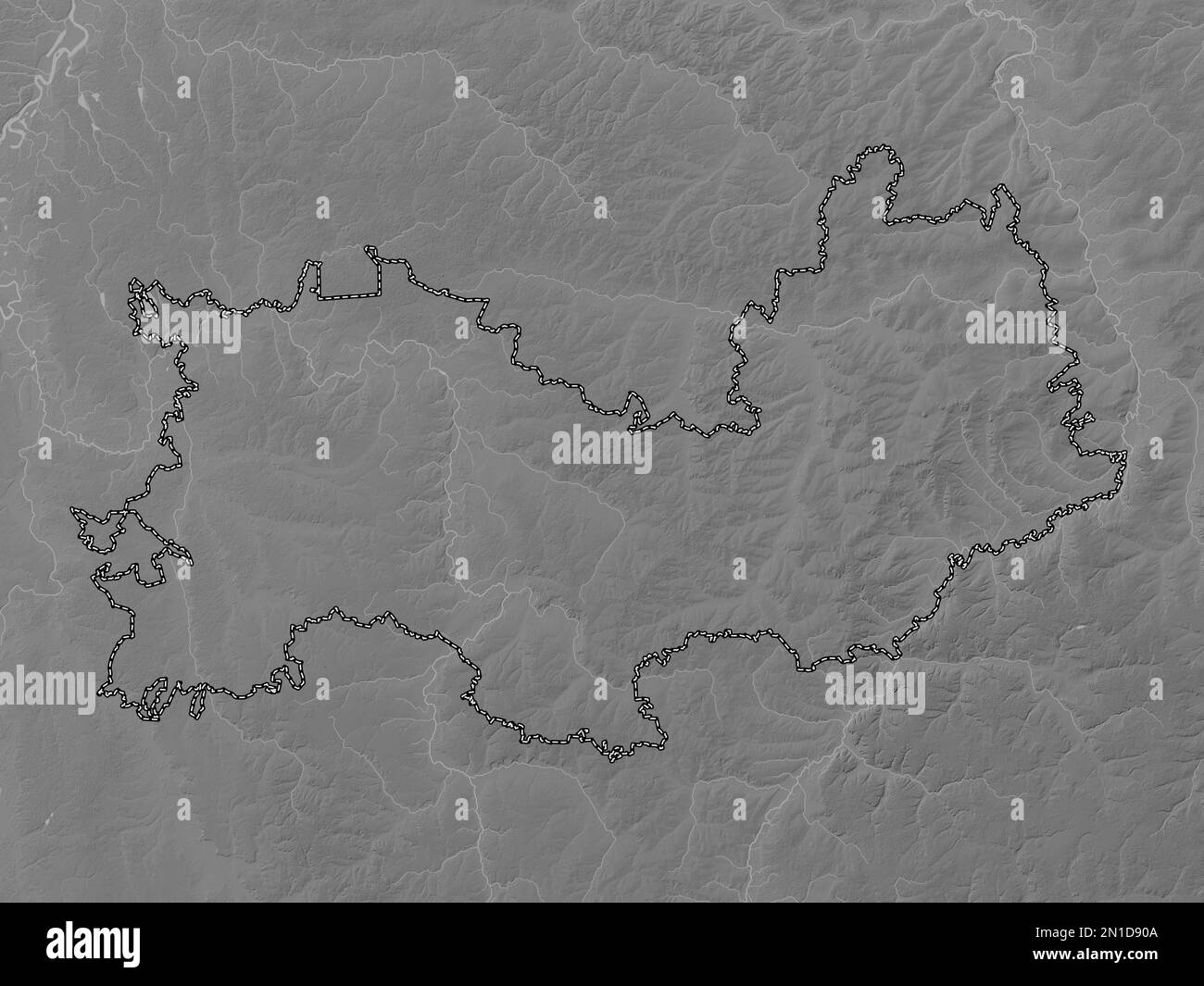 Mordovia, republic of Russia. Grayscale elevation map with lakes and ...