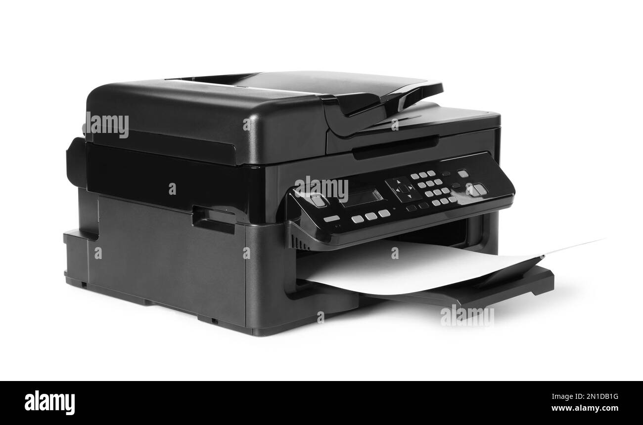 New modern multifunction printer isolated on white Stock Photo Alamy