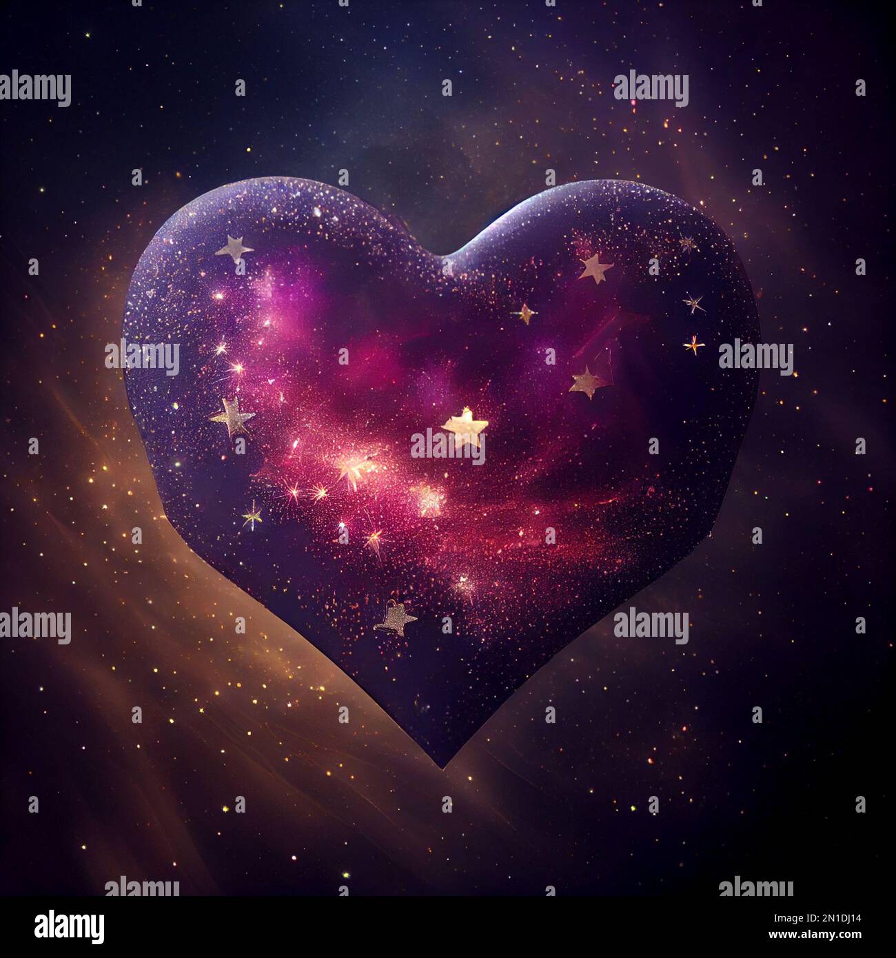 Heartshaped constellation glows with starlight, mesmerizing vastness