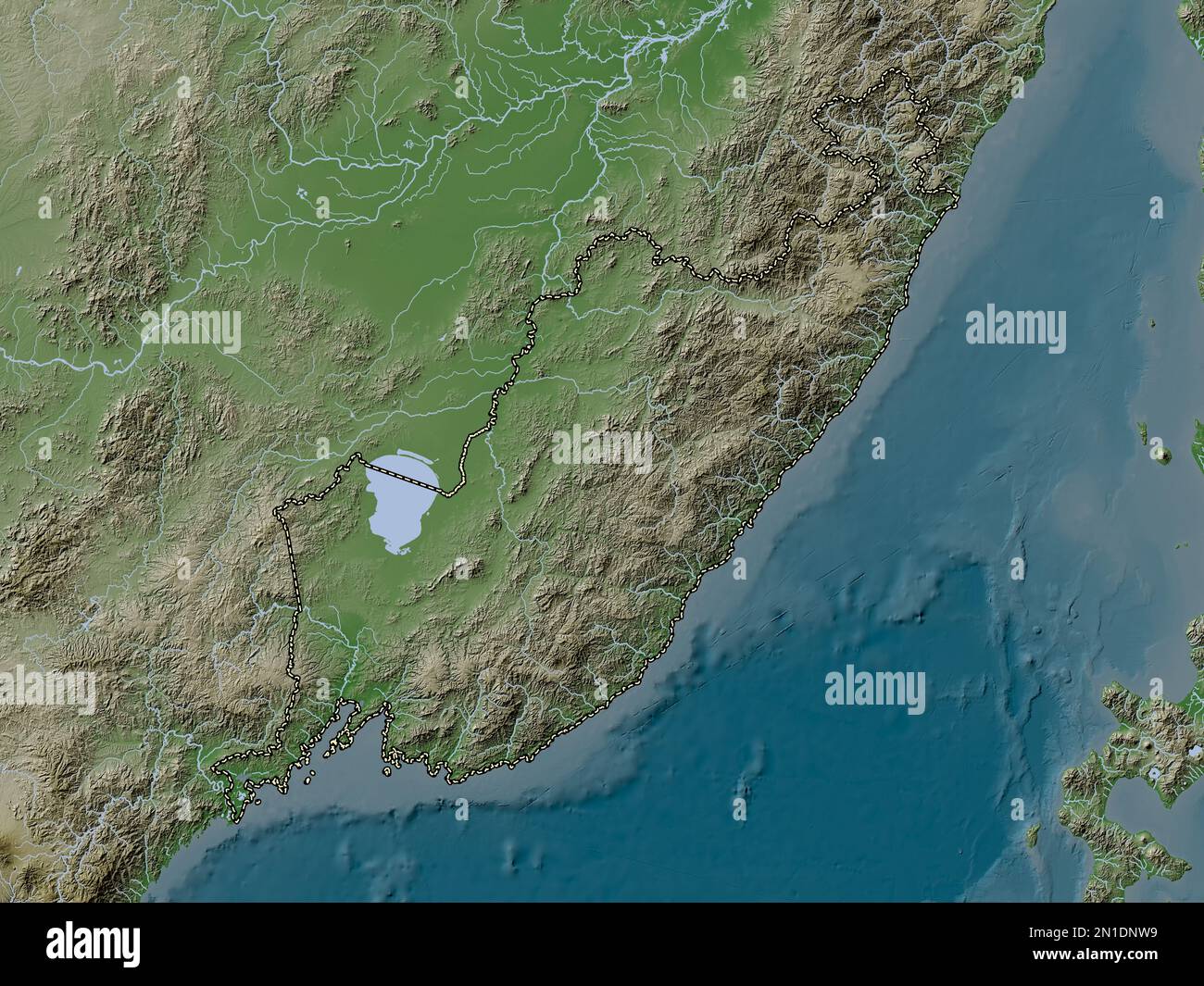 Primorye Rivers Primor'ye, territory of Russia. Elevation map colored in wiki style ...