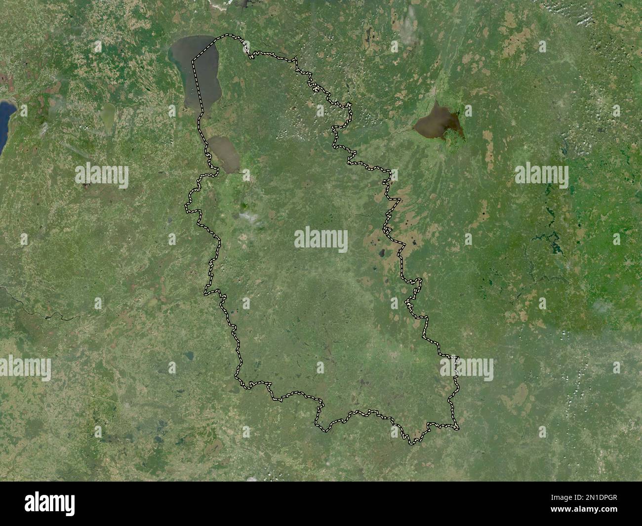 Pskov, region of Russia. Low resolution satellite map Stock Photo