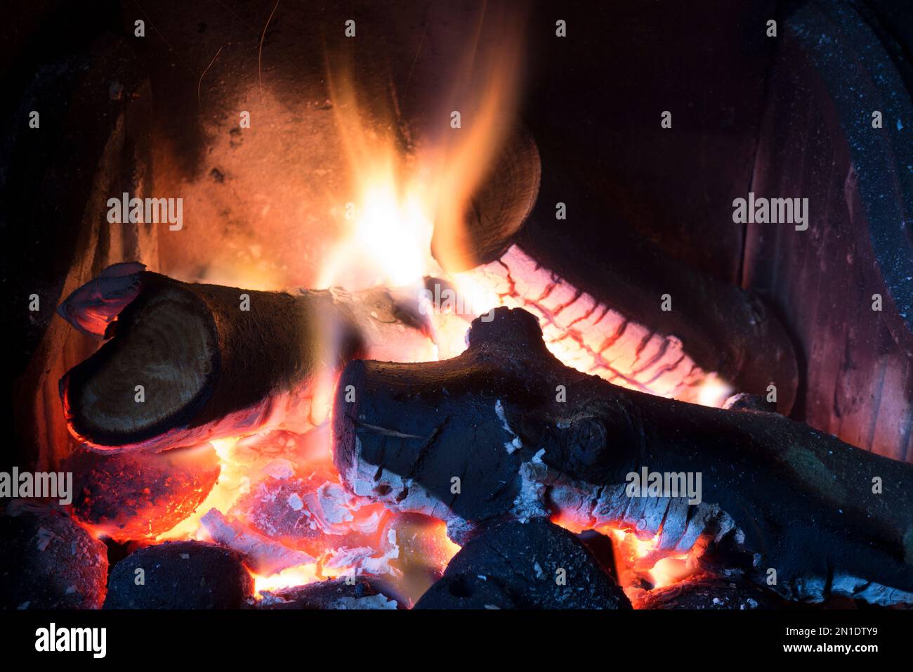 A domestic open fire, UK Stock Photo Alamy