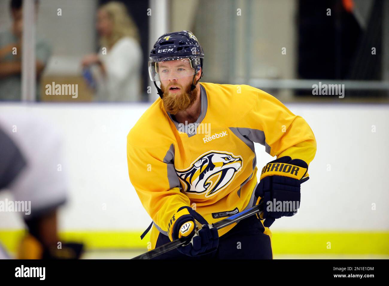 Nashville Predators defenseman Ryan Ellis practices at NHL hockey