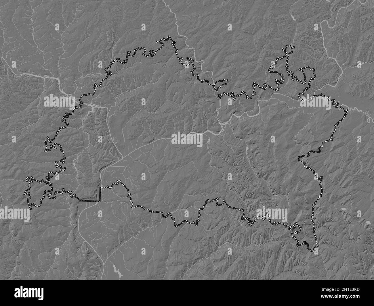 Tatarstan, republic of Russia. Bilevel elevation map with lakes and rivers Stock Photo