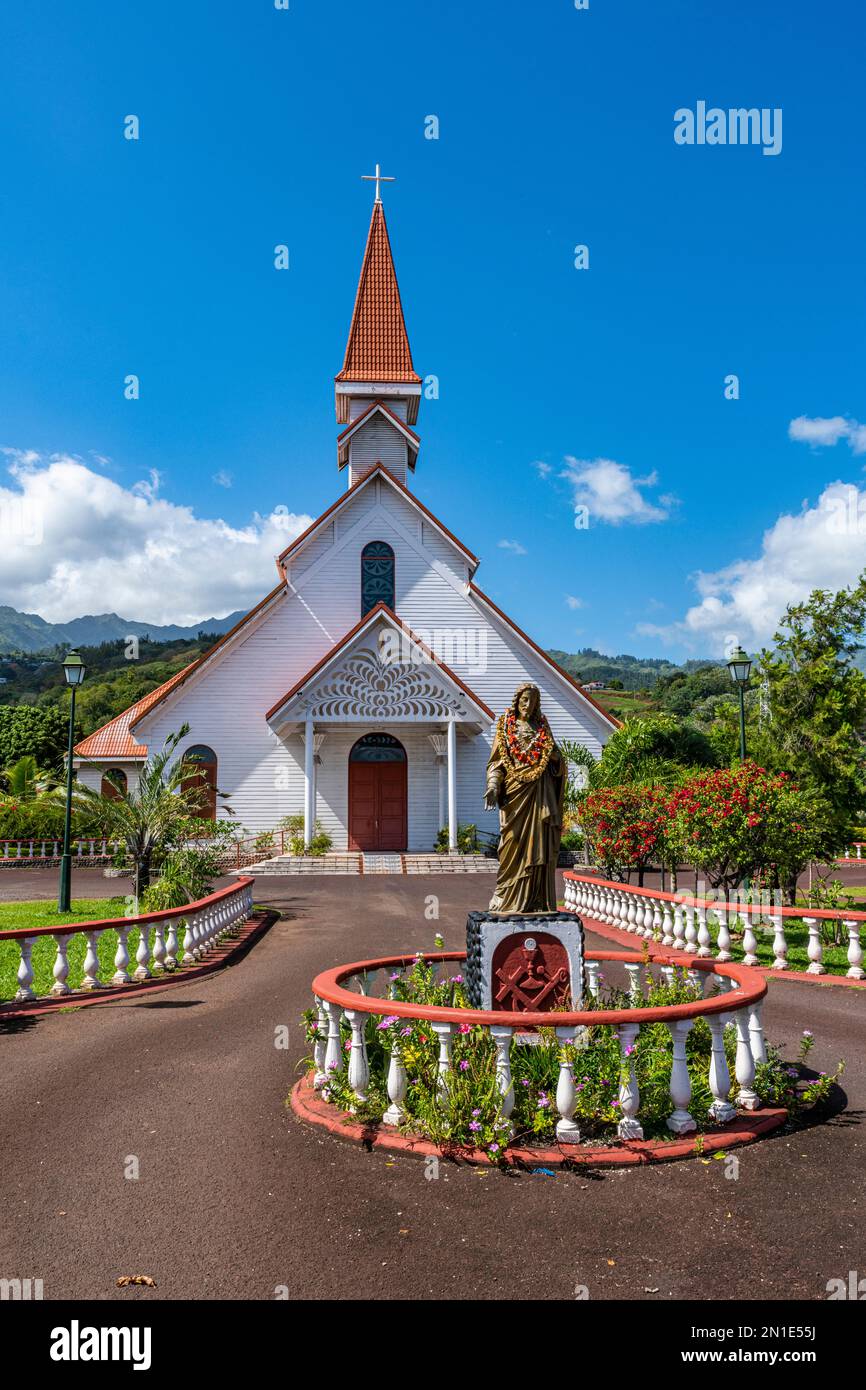 Papeete Catholic Cathedral, Tahiti, Society Islands, French Polynesia, South Pacific, Pacific Stock Photo