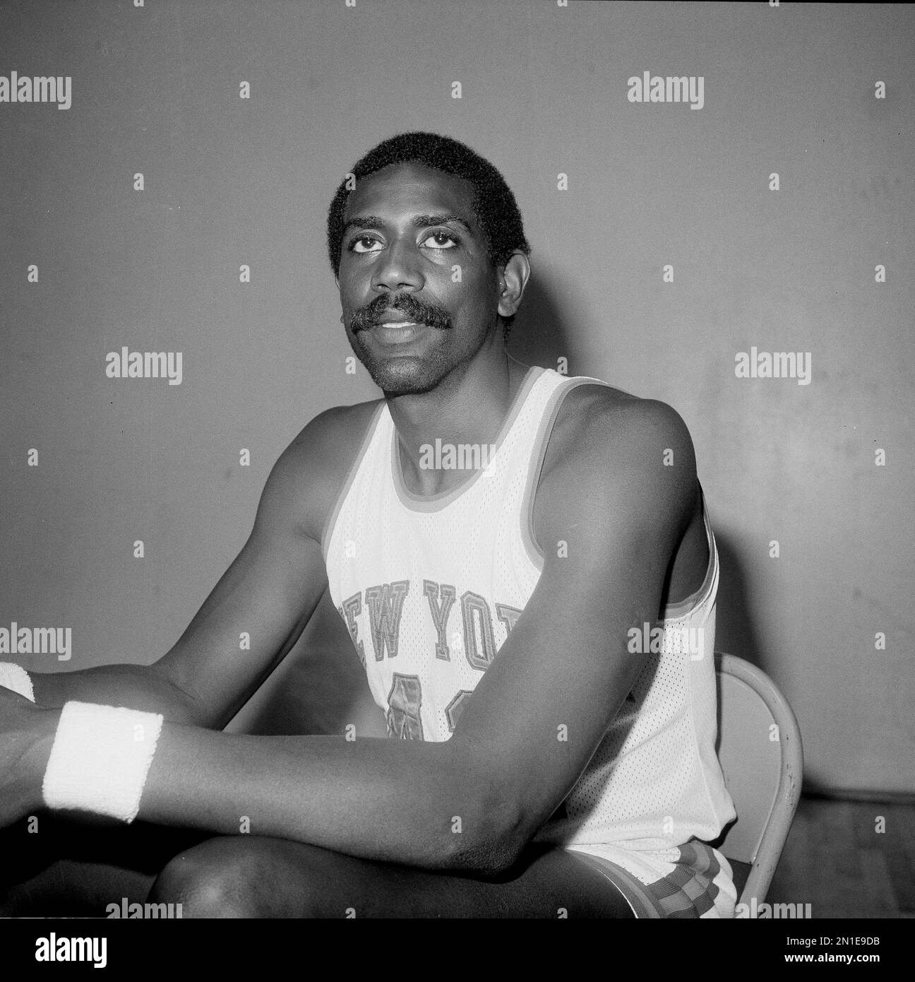 Spencer Haywood (42) of the New York Knicks poses for a photo in New
