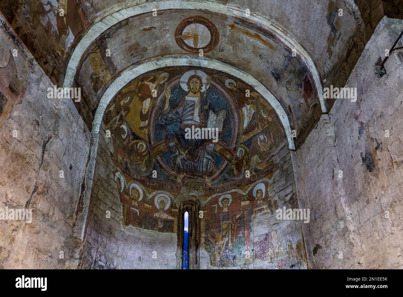 Romanesque church interior, Sant Climent de Taull, UNESCO World Heritage Site, Vall de Boi, Catalonia, Spain, Europe Stock Photo