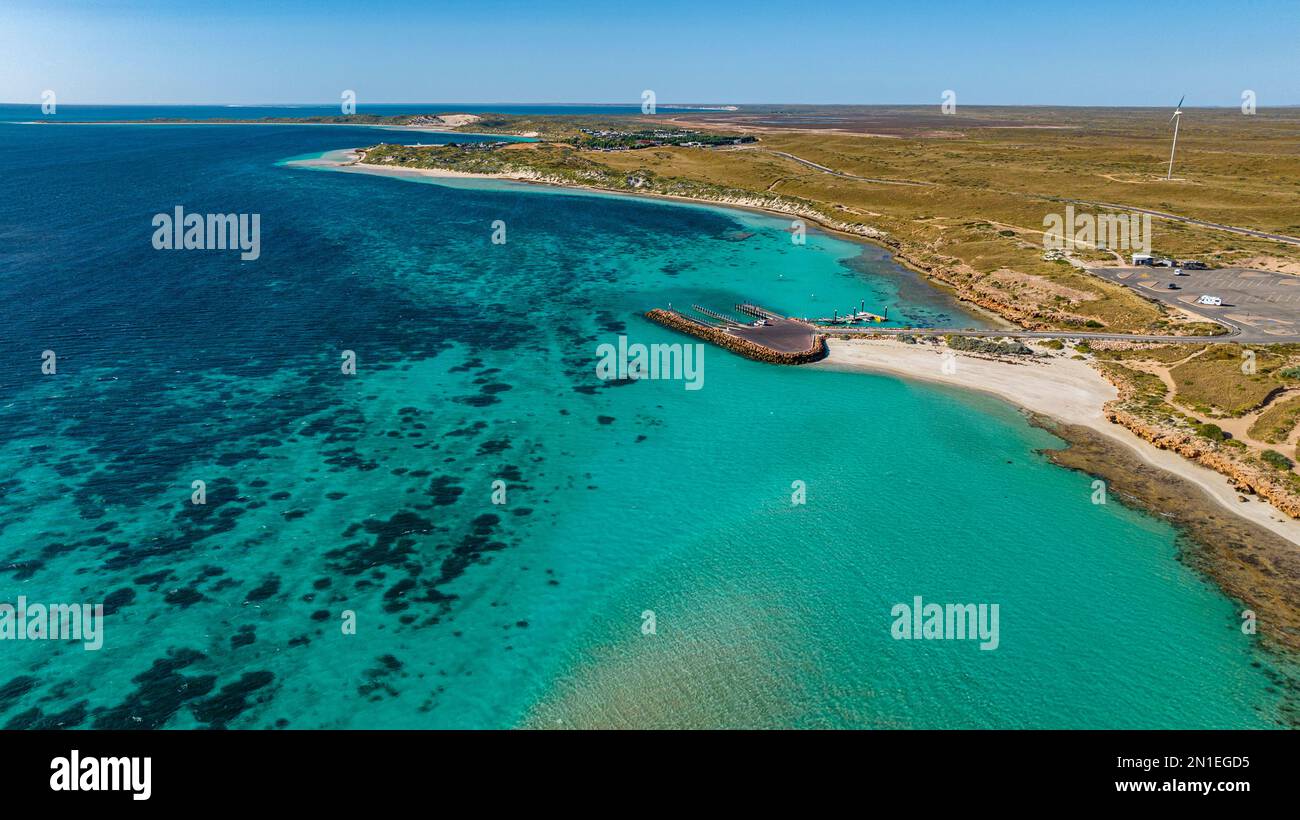 Aerial of the Ningaloo Reef, Coral Bay, UNESCO World Heritage Site