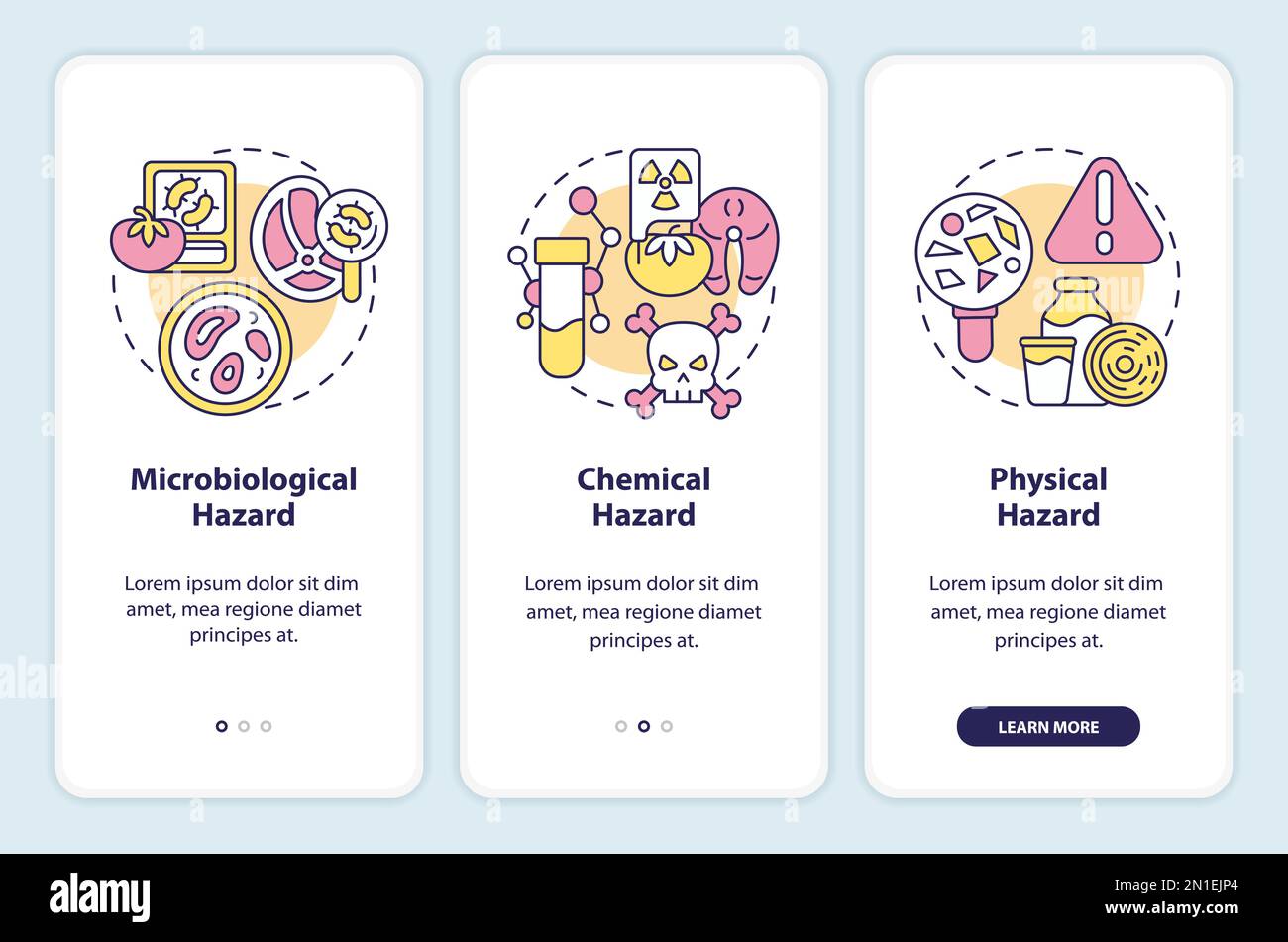 Food safety hazard onboarding mobile app screen Stock Vector Image ...