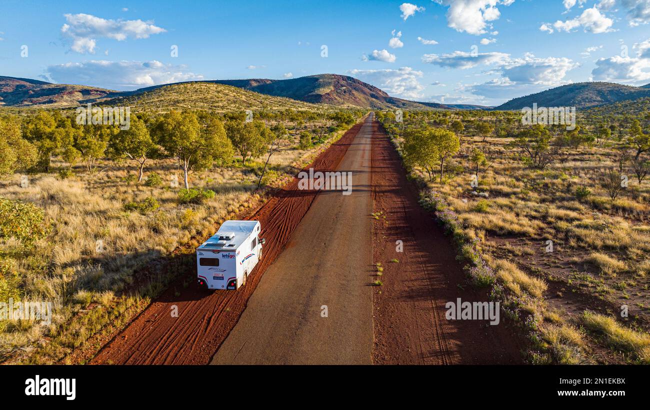 Motorhome on a road to Karijini National Park, Western Australia