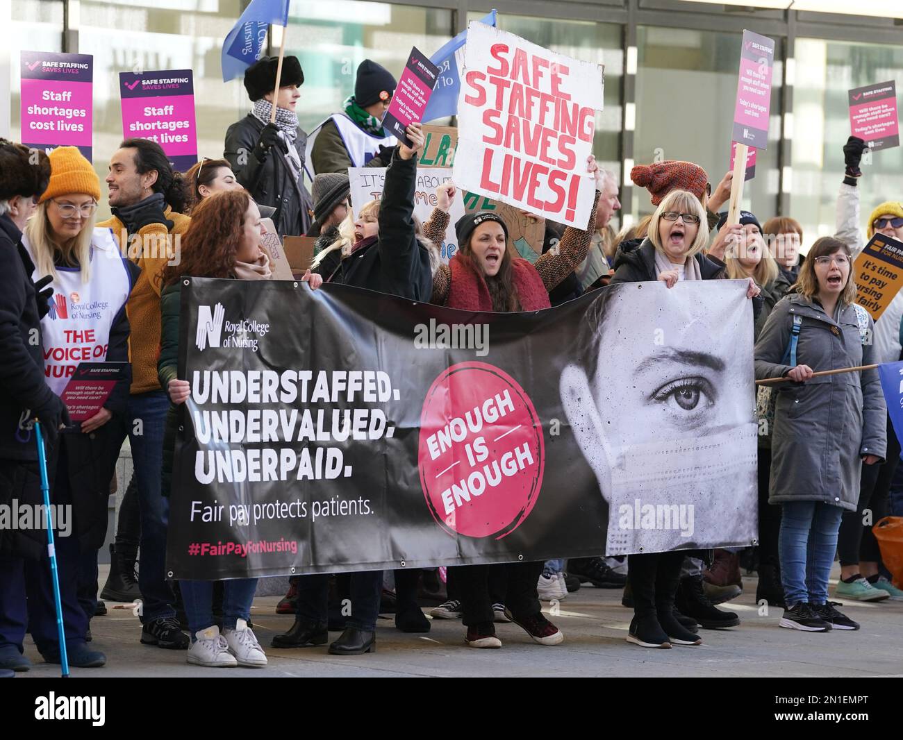 Workers on the picket line outside Royal Sussex County Hospital in