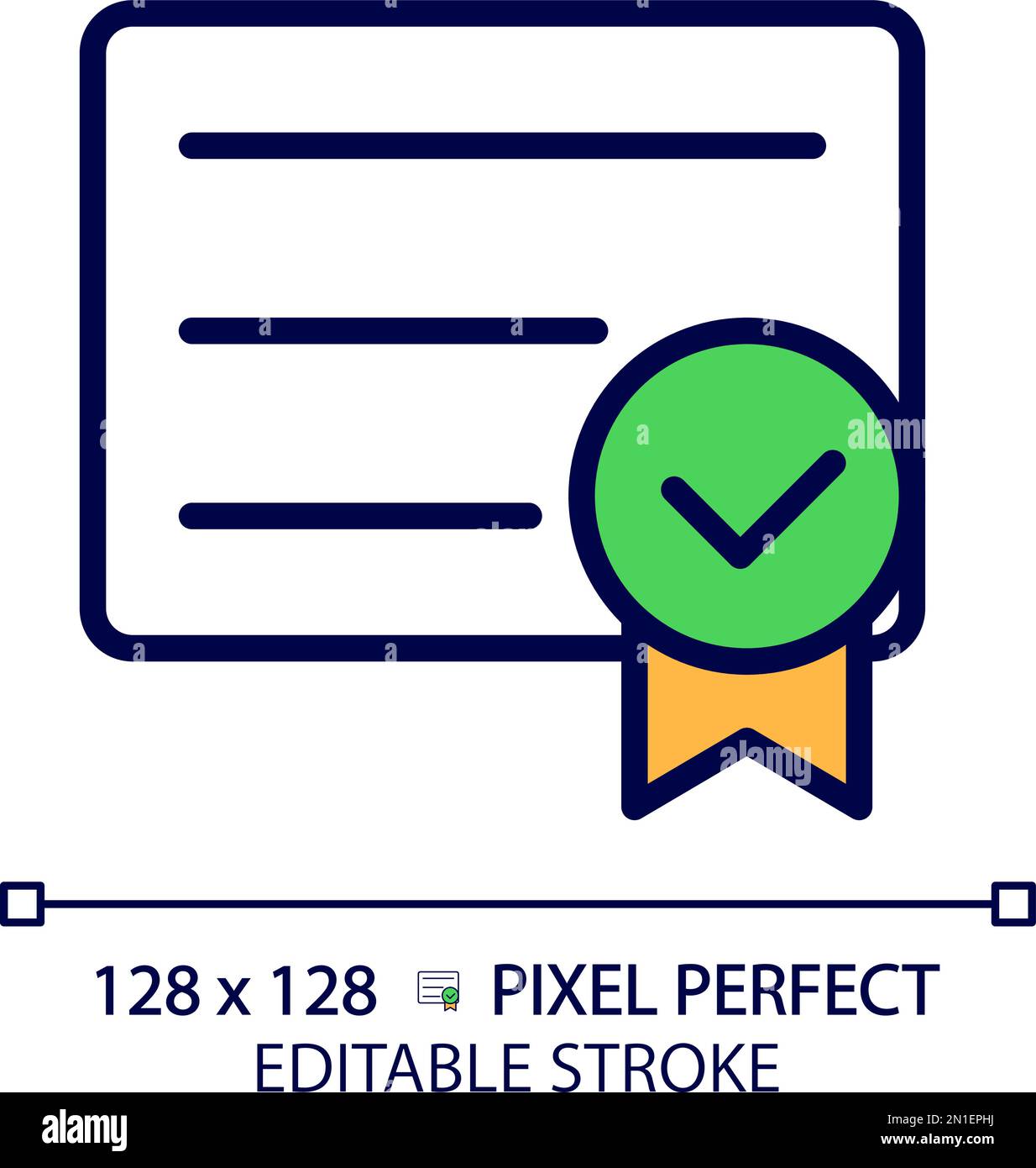 Diploma with check mark pixel perfect RGB color icon Stock Vector Image ...