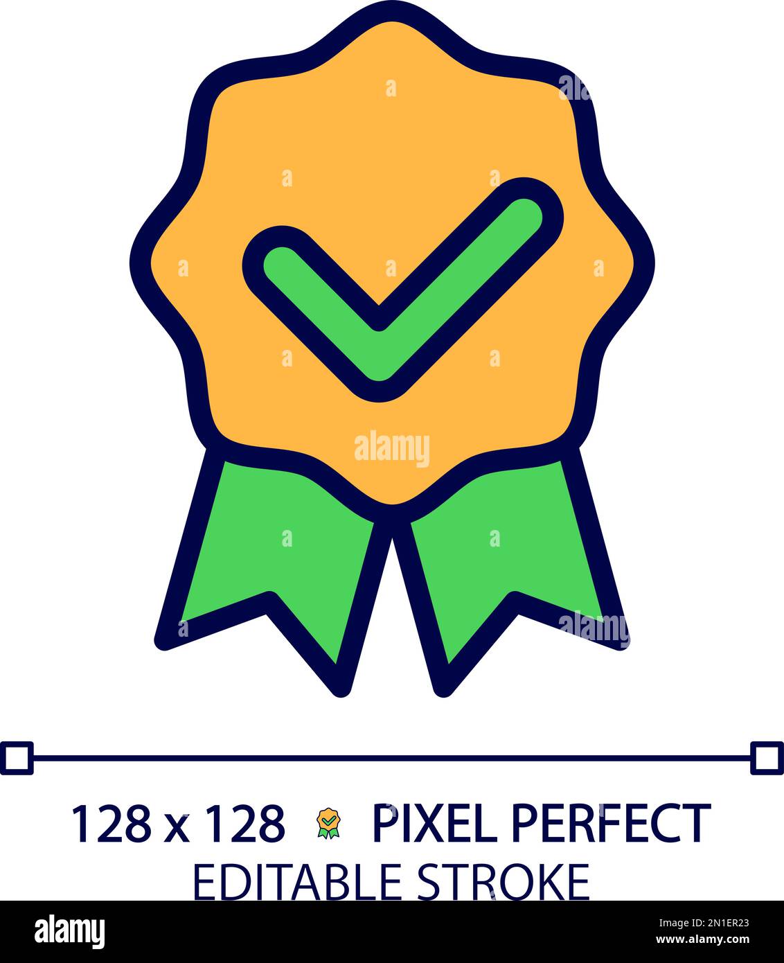 Award badge with check mark pixel perfect RGB color icon Stock Vector ...