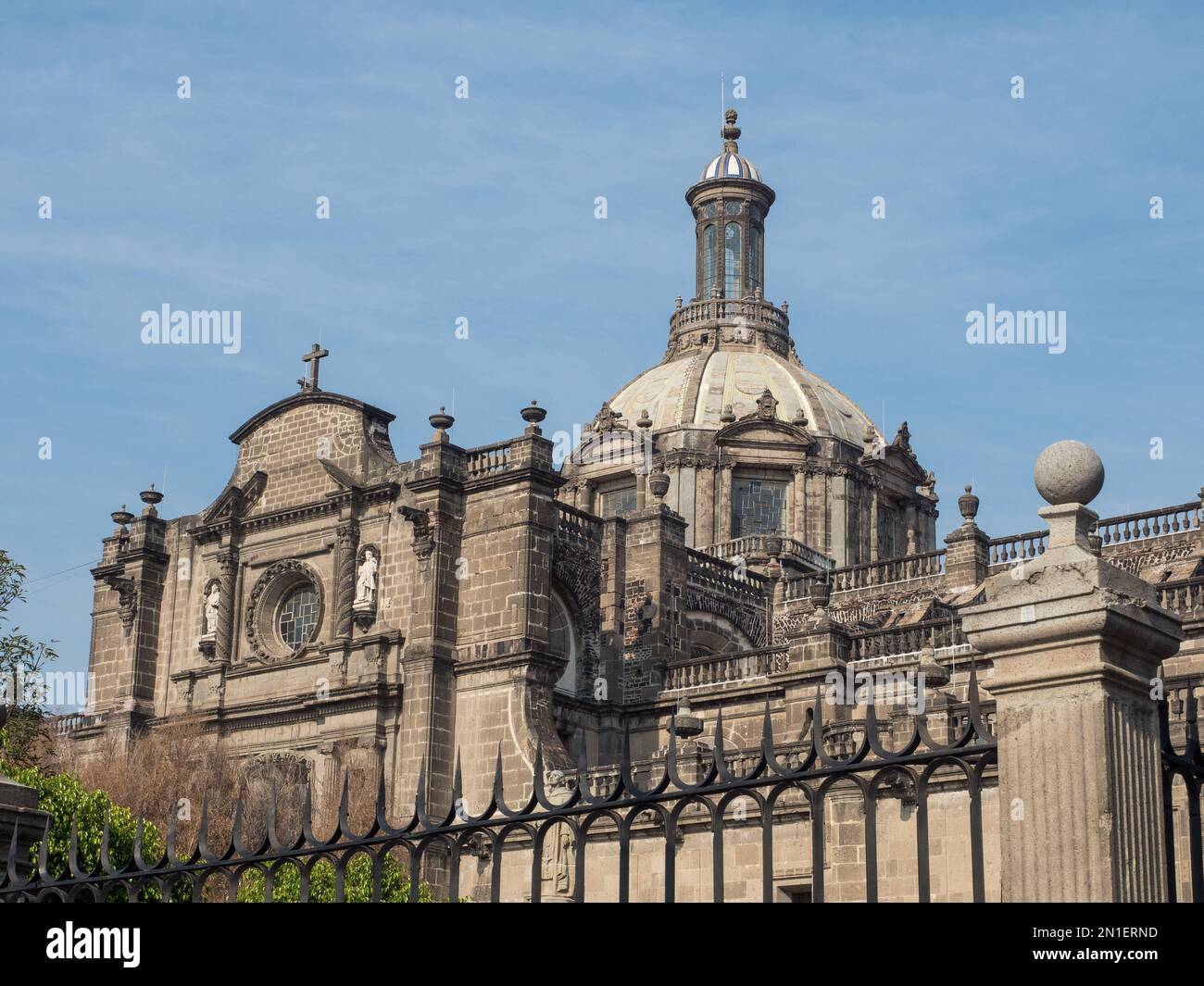 The Cathedral, built from 1573 to 1813, stands atop the religious center of the conquered city of the Aztecs (Mexica), Mexico City, Mexico Stock Photo