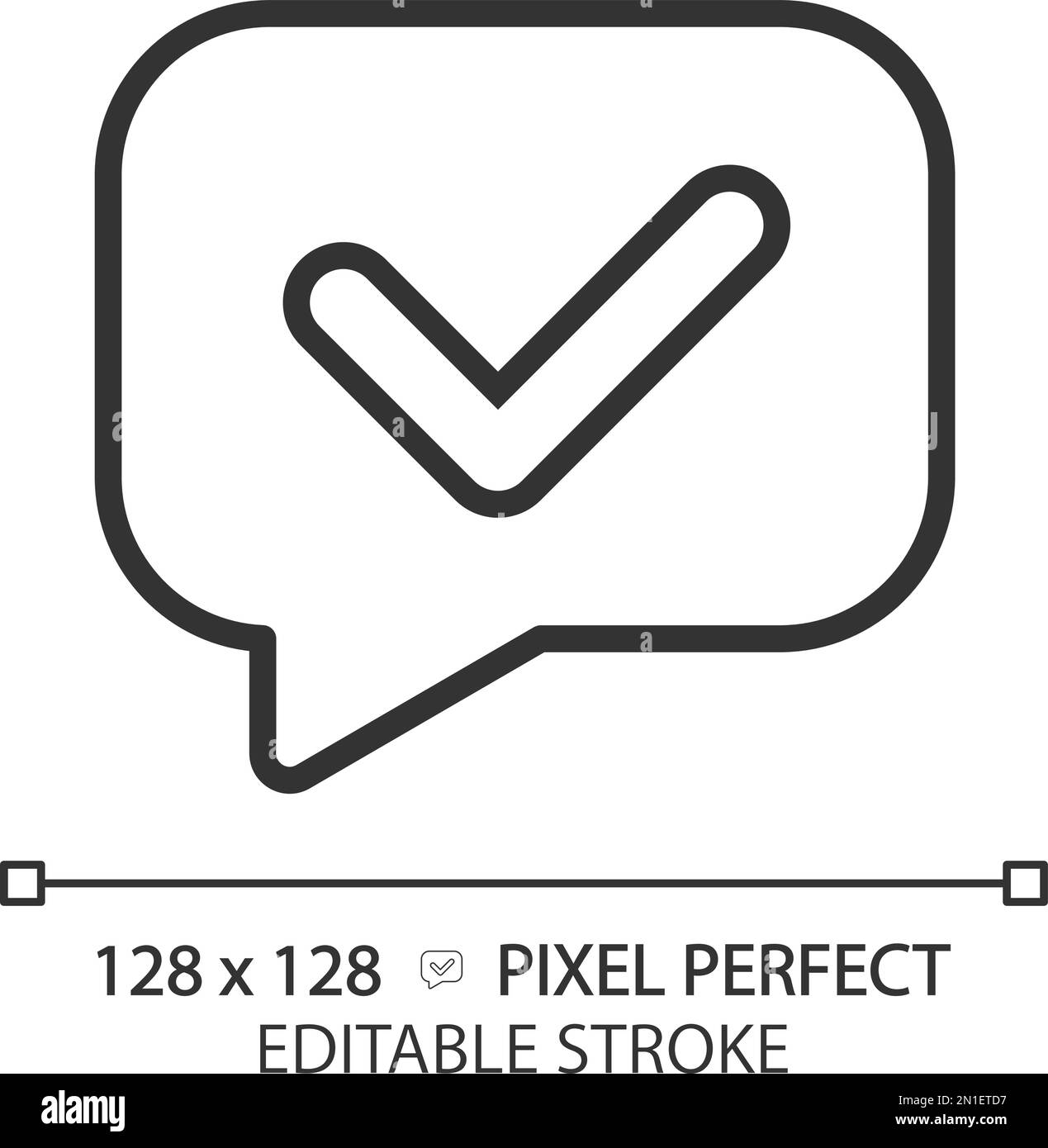 Speech bubble with tick pixel perfect linear icon Stock Vector