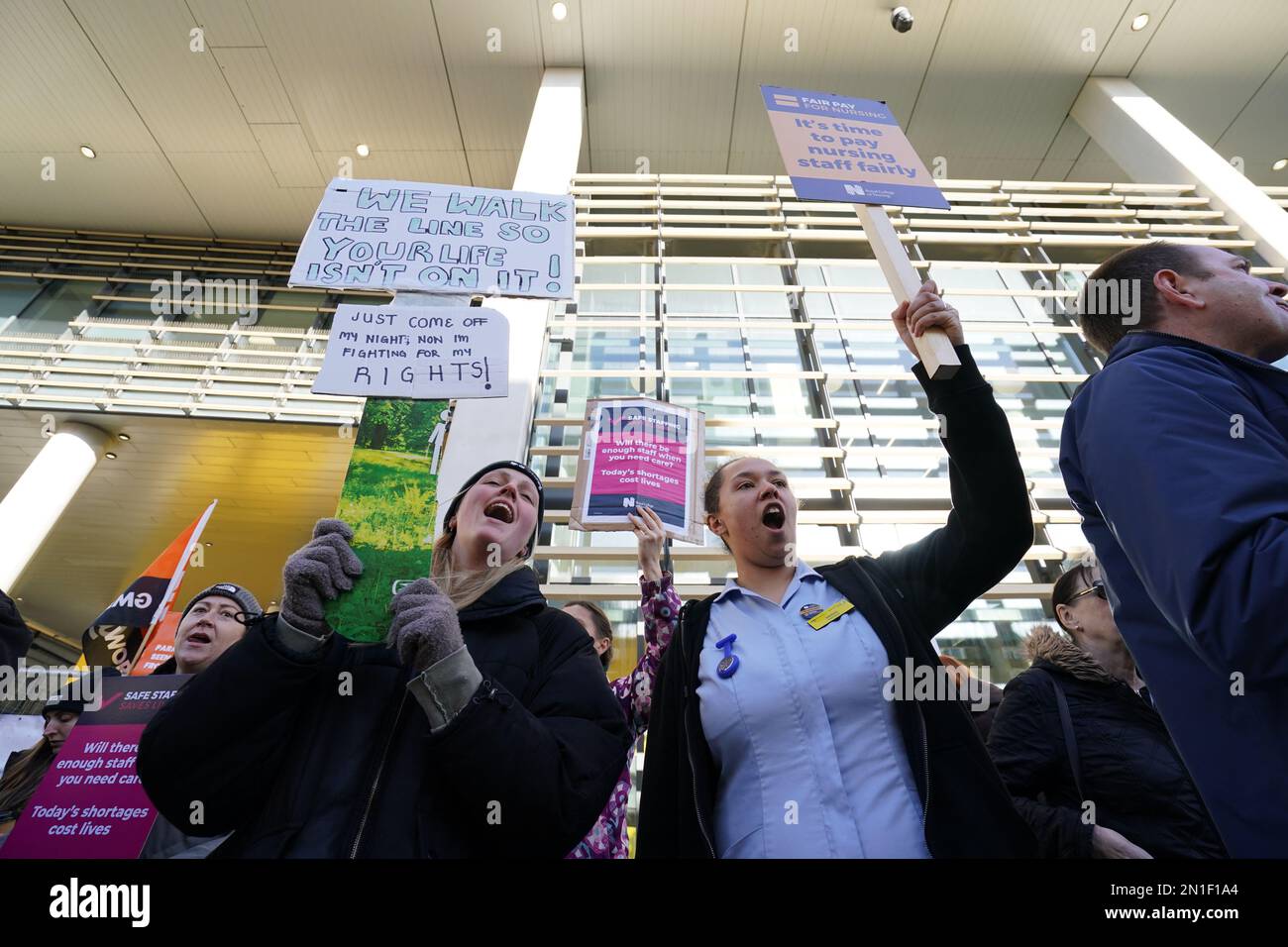 Workers on the picket line outside Royal Sussex County Hospital in