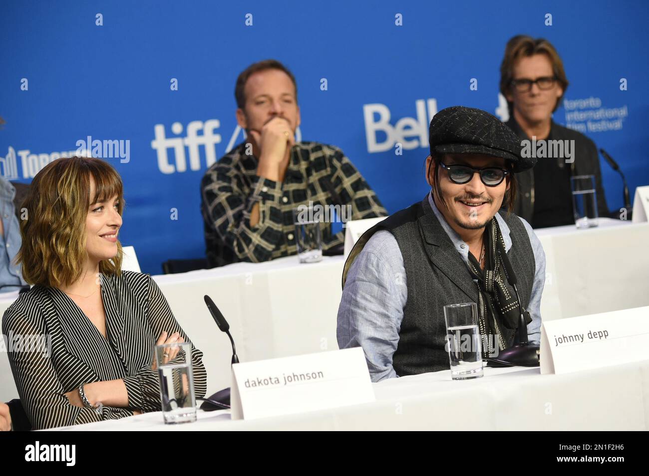 Actors, from left, Dakota Johnson, Peter Sarsgaard, Johnny Depp and Kevin Bacon appear at the